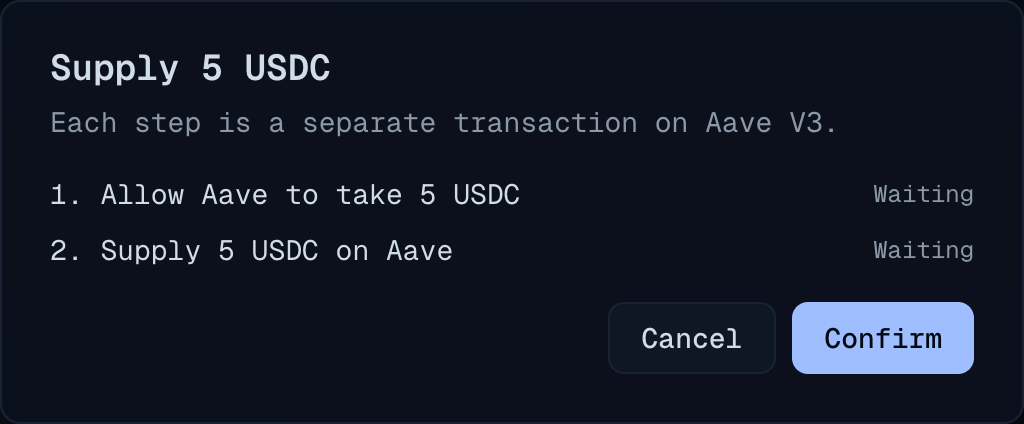 The two transactions of the deposit.